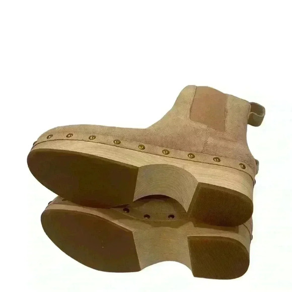 J. Crew Women Faux Fur Lined Clog Boots Size 8.5 Suede Chelsea Light Pink - Picture 7 of 13